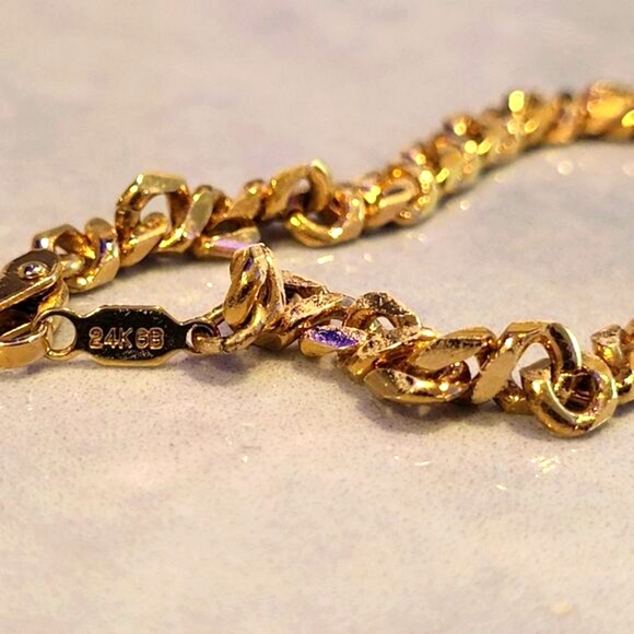 24k Gold (Bonded) small bracelet, 6.5" - Picture 3 of 3
